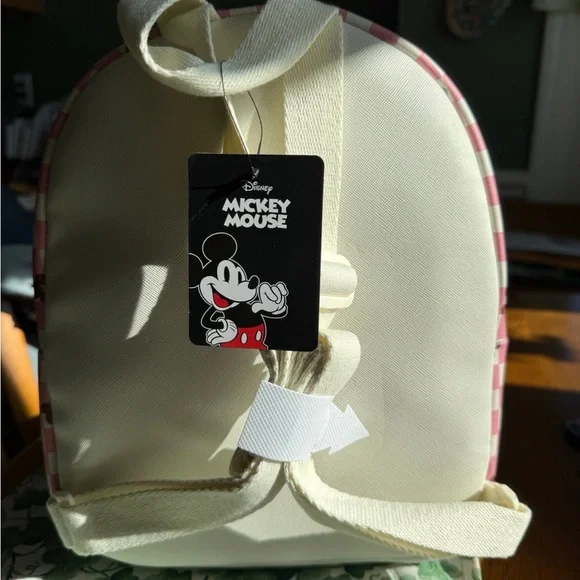 Disney Mickey Mouse Pink and White Checkered Backpack - Picture 4 of 12